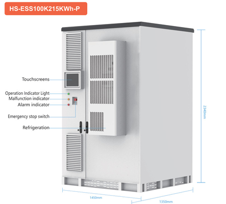 quality Sistema di accumulo di energia Lifepo4 con batteria 100kw/215kwh Sistema BESS factory
